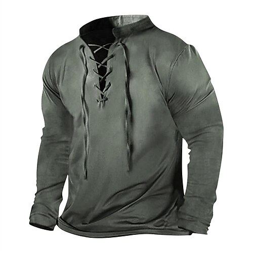 Herren Sweatshirt Schwarz Rosa Blau Grün Khaki Stehkragen Einfach Schnürung Sport Outdoor Täglich Ferien Polyester Streetwear Basic Lässig Frühling Herbst Bekleidung Kapuzenpullover Sweatshirts Image