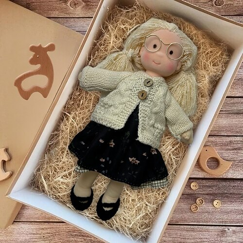 handgemachte Waldorfpuppe Baby Mädchen mit Kleidersets - 11,8 Zoll weiche Plüschpuppe für Kleinkinder ideales Weihnachtsgeschenk für Kinder Image