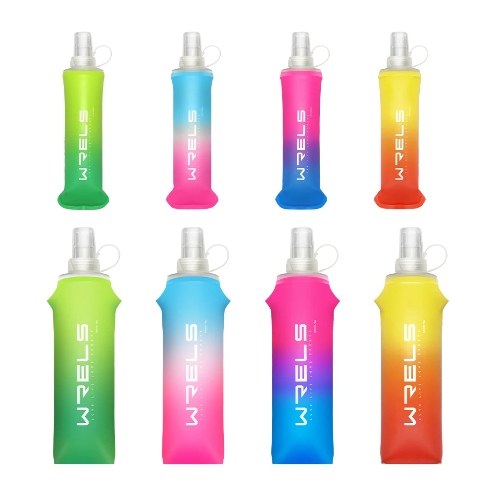 Sport-Wasserflasche, TPU, zusammenklappbar, weiche Flasche, Getränk, tragbare Wasserflasche, hoher Durchfluss, Laufen, Wandern, Fahrrad, Fitness, Wasserbeutel Image