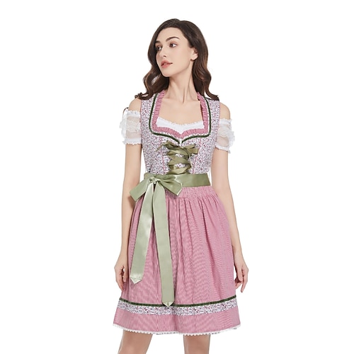 Oktoberfest Kleid Dirndl Trachtenbluse Dienstmädchen Bayerisch Deutsch München Wiesn Damen Karneval Party Bier Festival Stoff im traditionellen Stil Image