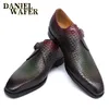 Größe 6 bis 13, klassische Mönchs-Kleiderschuhe mit Schnalle, echtes Leder, luxuriöser Karomuster, für Büro, Hochzeit, Party, formelle Schuhe für Herren