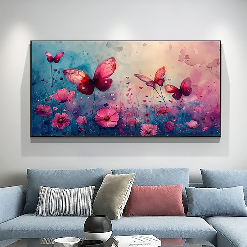 handgefertigtes Ölgemälde auf Leinwand, Wandkunst, Dekoration, abstraktes, farbenfrohes Blumengemälde, florales Landschaftsgemälde für die Inneneinrichtung, gerolltes, rahmenloses, ungedehntes Gemälde Image
