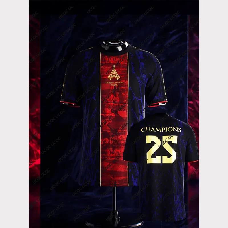2025 Herren PSG Special Edition Sport-Fußball-T-Shirt für Kinder/Erwachsene, Übergröße, Trainings-Fußballuniform, Parisians Nr. 25 Champion-Trikot Image