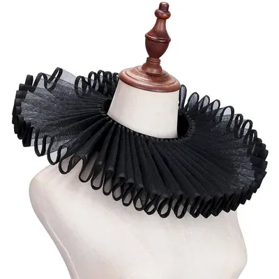 Clown Kostüm Cosplay Kragen Viktorianischen Renaissance Hals Rüschen Halsband Vintage Mesh Hals Halloween Party Bühne Kostüm Zubehör Image