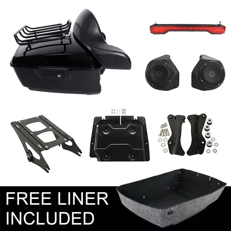 Motorrad König Stamm Rack Pad Lautsprecher Rücklicht Für Harley Touring Street Glide Road Glide 2014-2025 Image