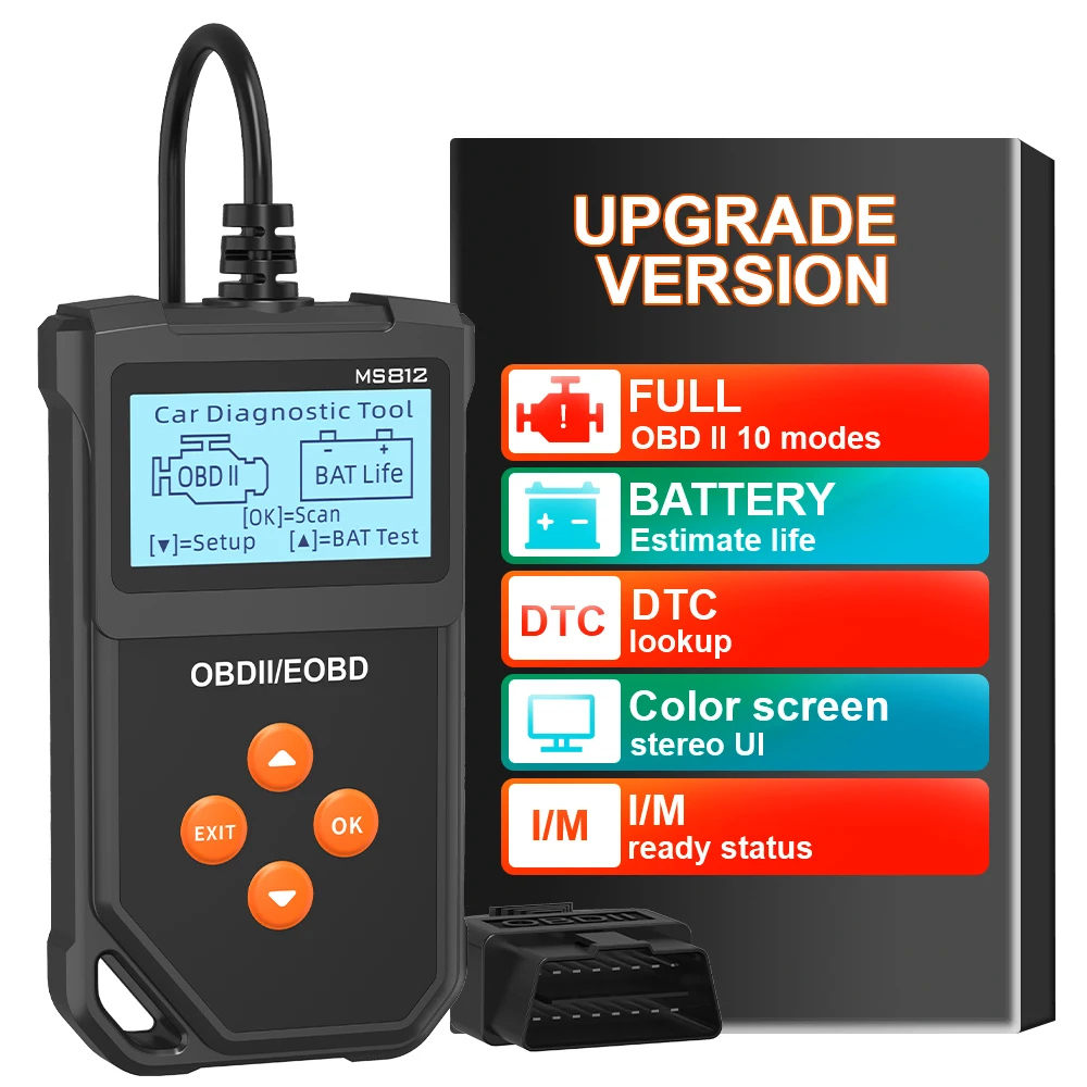 MS812 Check Engine System Car Diagnostic Tools Clear/Erase Codes Car OBD2 Code Reader Battery Tester Fault Code Clear Image