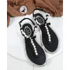 Sommer Frauen Elegante frauen Wohnungen Kristall Perle Schmücken Sandalen Rosa Schwarz Mode Lässig Weiblichen Casual Schuhe Strand Schuhe