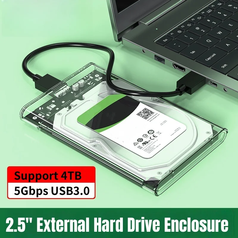 Ultraschnelles USB/Typ-C-zu-SATA-Festplattengehäuse – 5 Gbit/s UASP, kompatibel mit 2,5-Zoll-HDD/SSD für PC, Mac, Laptops und Desktop Image