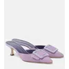 Lila Bast Spitz Hausschuhe Schnalle Hausschuhe Pull-on High Heels Frauen Stiletto Sommer Sexy Slip-on Frauen schuh Luxus