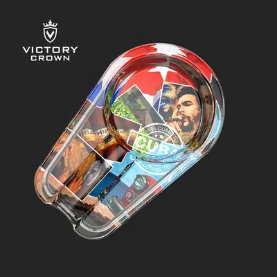 Fashion Glass Cigar Ashtray Classic Cigar Holder Portable Travel AshSlot Tobacco Cigarette Ashtrays Smoking Accessories