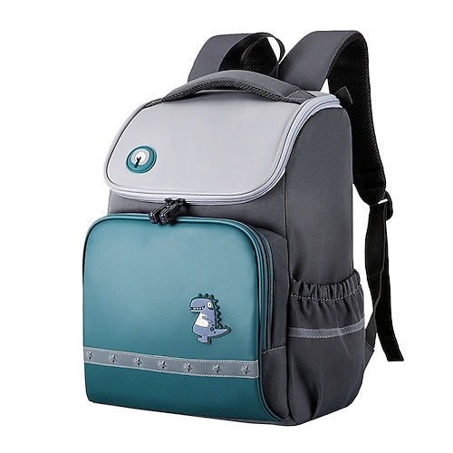 Zaino per bambini con dinosauri – grazioso zaino impermeabile per la scuola elementare con strisce riflettenti, zaino leggero per il ritorno a scuola