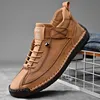 Handgemachte Leder Männer Schuhe Casual Slip On Loafers Atmungsaktive Leder Schuhe Männer Wohnungen Mode Mokassins Werkzeug Schuhe Plus Größe