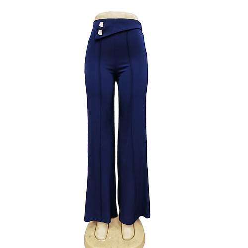 Damen Weites Bein Anzughose Hosen Hose Palazzo-Hose Mode Streetwear Volle Länge Hohe Taille Einfach Atmungsaktivität Bequem Straße Alltagskleidung Ausgehen Schwarz Weiß Rot Königliches Blau Frühling Image