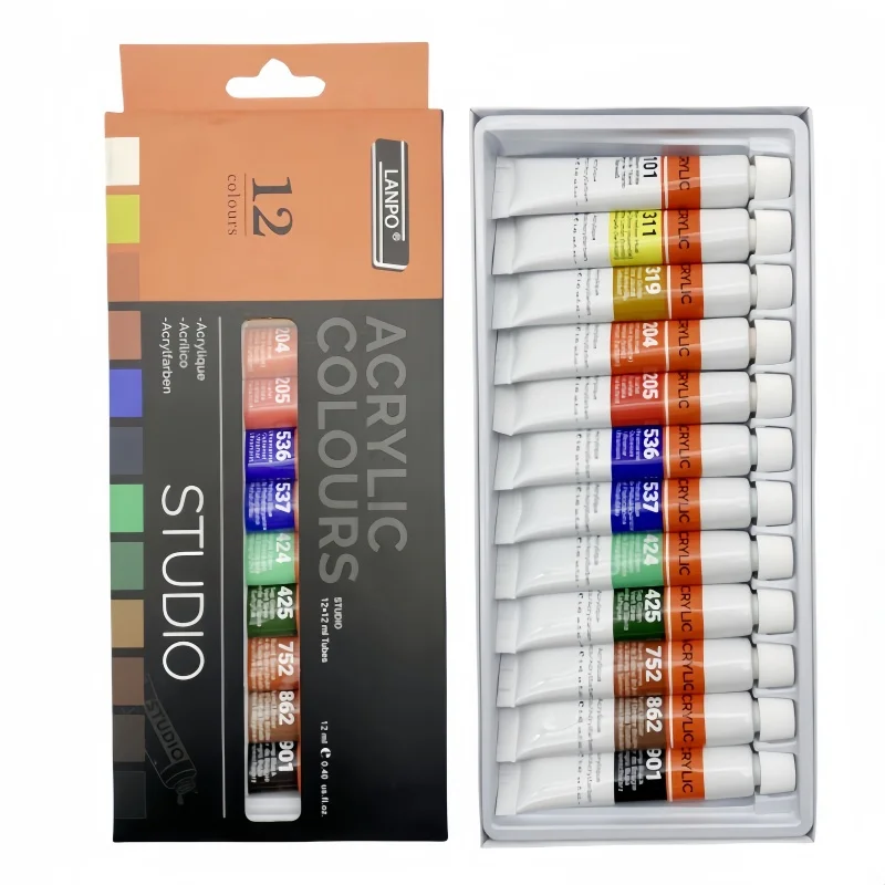 12 Farben / 24 Farben röhrenförmiges Acrylfarben-Set zum Selbermachen, Graffiti-Malerei, Farbset für Kunstanfänger