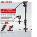 miliboo MTT705III Monopiede 3 in 1 per fotocamere Monopiede con testa fluida professionale Treppiede monopiede leggero con piedini portatili