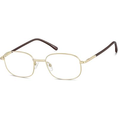 Zenni Minimalist Rectangle Glasses Gold Stainless Steel Full Rim Frame