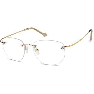 Zenni Lightweight Rectangle Rimless Glasses Gold Titanium Frame