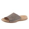 Pantolette GABOR, Damen, Gr. 46 (11), grau (taupe), Nubukleder, klassisch, Schuhe, Keilabsatz, Sommerschuh, Schlappen in schlichter Form, Topseller