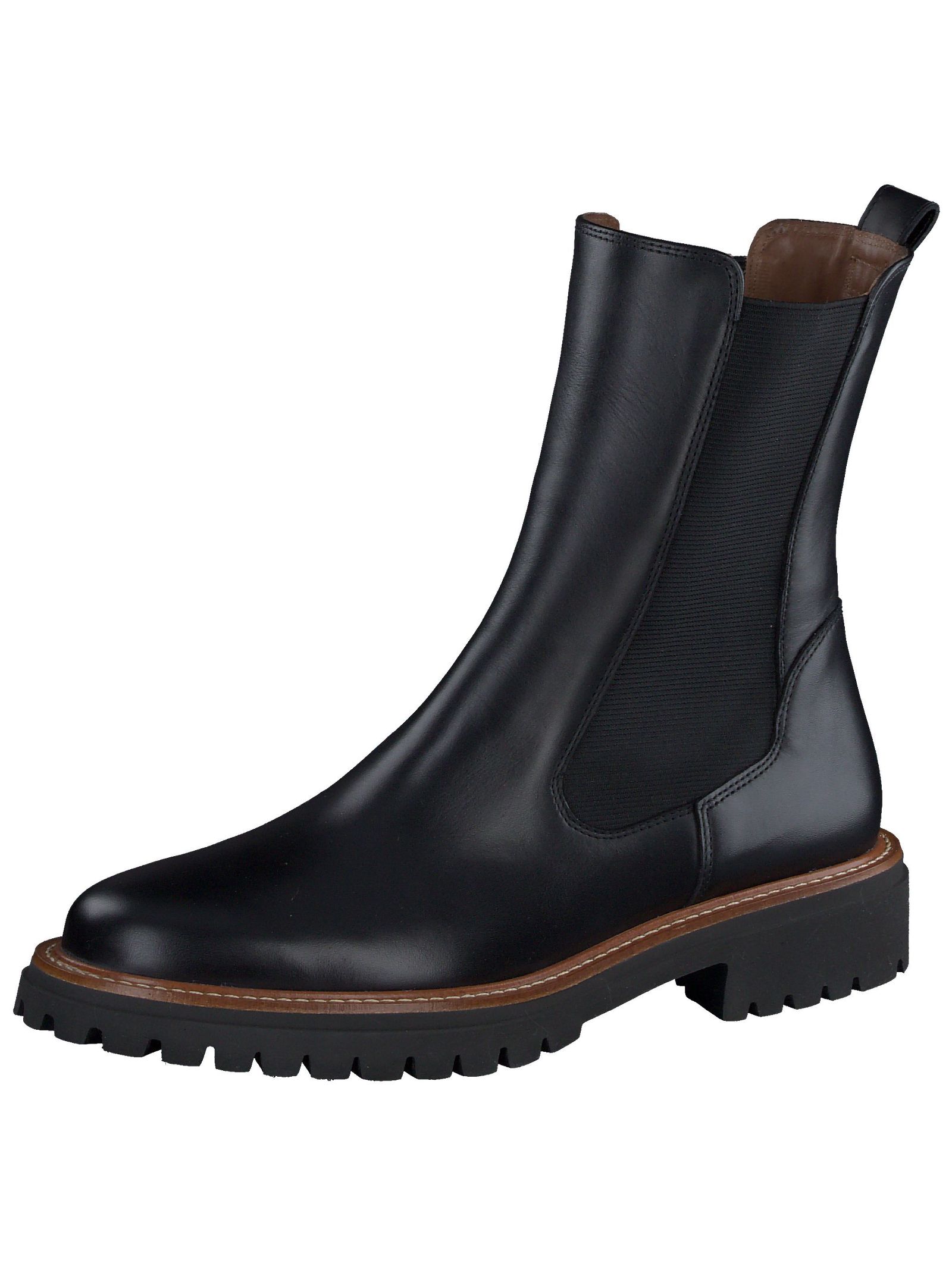 Stiefelette PAUL GREEN "Paul Green Stiefelette Leder/Textil", Damen, Gr. 38, schwarz, Leder, Textil, Schuhe Stiefelette