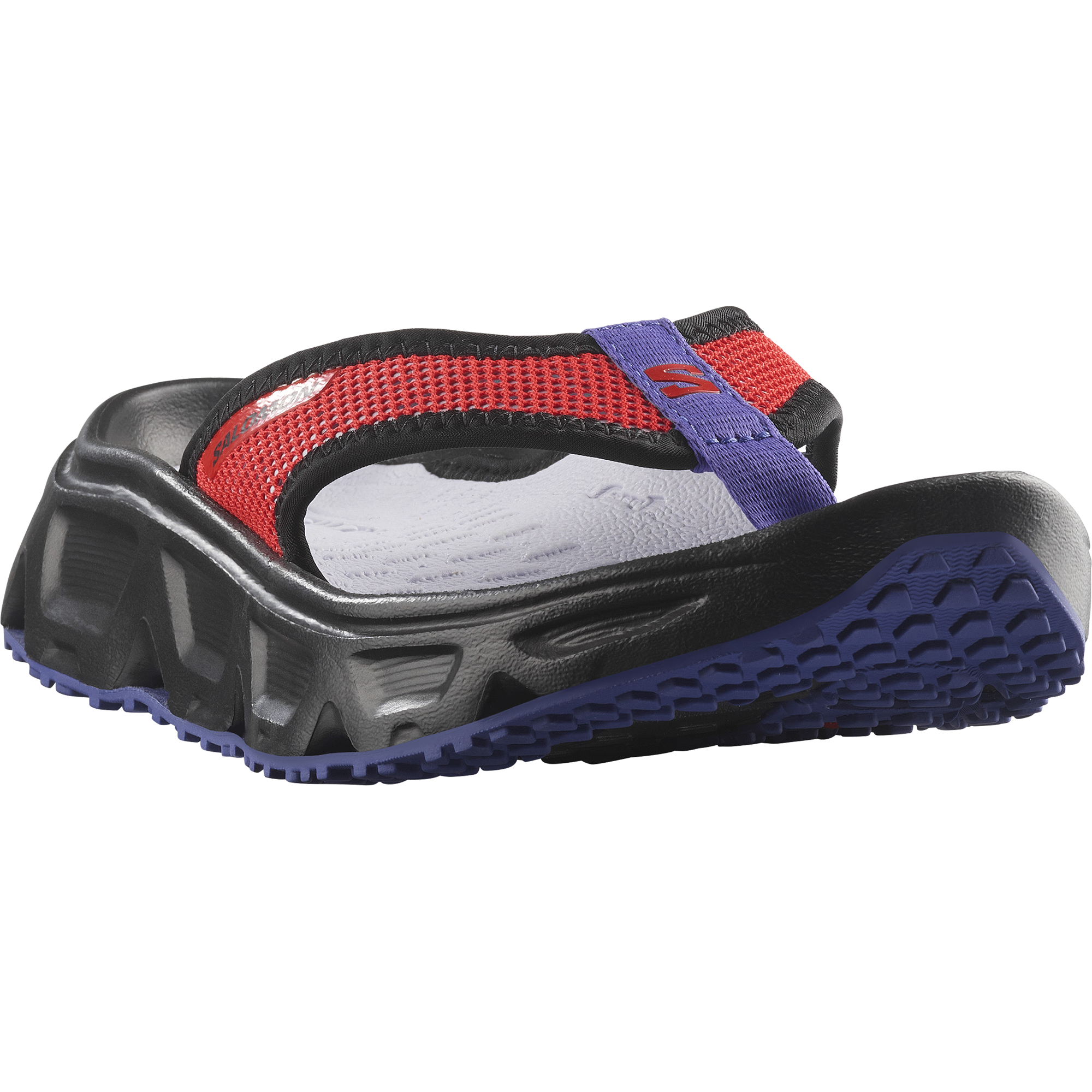 Zehentrenner SALOMON "REELAX BREAK 6.0 W", Damen, Gr. 40, schwarz (cosmic sky, schwarz, flame scarlet), Textil, Schuhe Zehentrenner