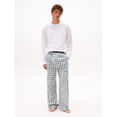 Pyjama "LS WOVEN Pyjama SET PRINT", Herren, Gr. XL (54), weiß, mini tartan, Web, Obermaterial: 100% Baumwolle, TOMMY HILFIGER UNDERWEAR, casual, Rundhals, Langarm, Homewear-Sets, mit Rundhals, Hose kariert, mit elastischem Bund Image