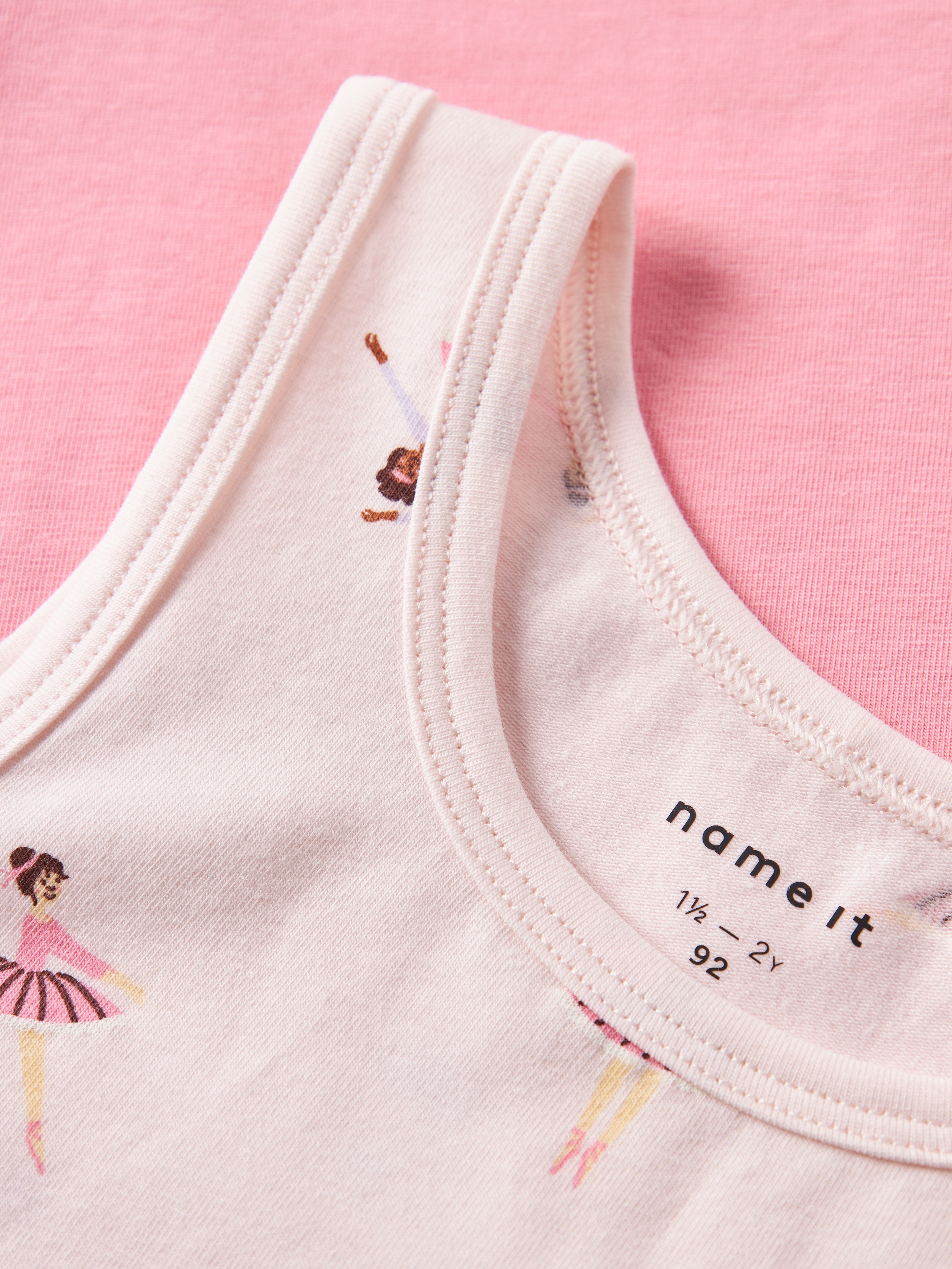 Unterhemd NAME IT "NMFTANK TOP 2P BALLARINA NOOS", Kinder, Gr. 104, pearl pack:w, peony, Jersey, Obermaterial: 95% Baumwolle, 5% Elasthan, bedruckt, bequem, Rundhals, Unterhemden Image