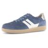 Plateausneaker GABOR, Damen, Gr. 43, blau (dunkelblau, sand), Veloursleder, Glattleder, kontrastfarbene Details, sportlich, Schuhe, Freizeitschuh, Halbschuh, Schnürschuh mit gepolstertem Schaftrand