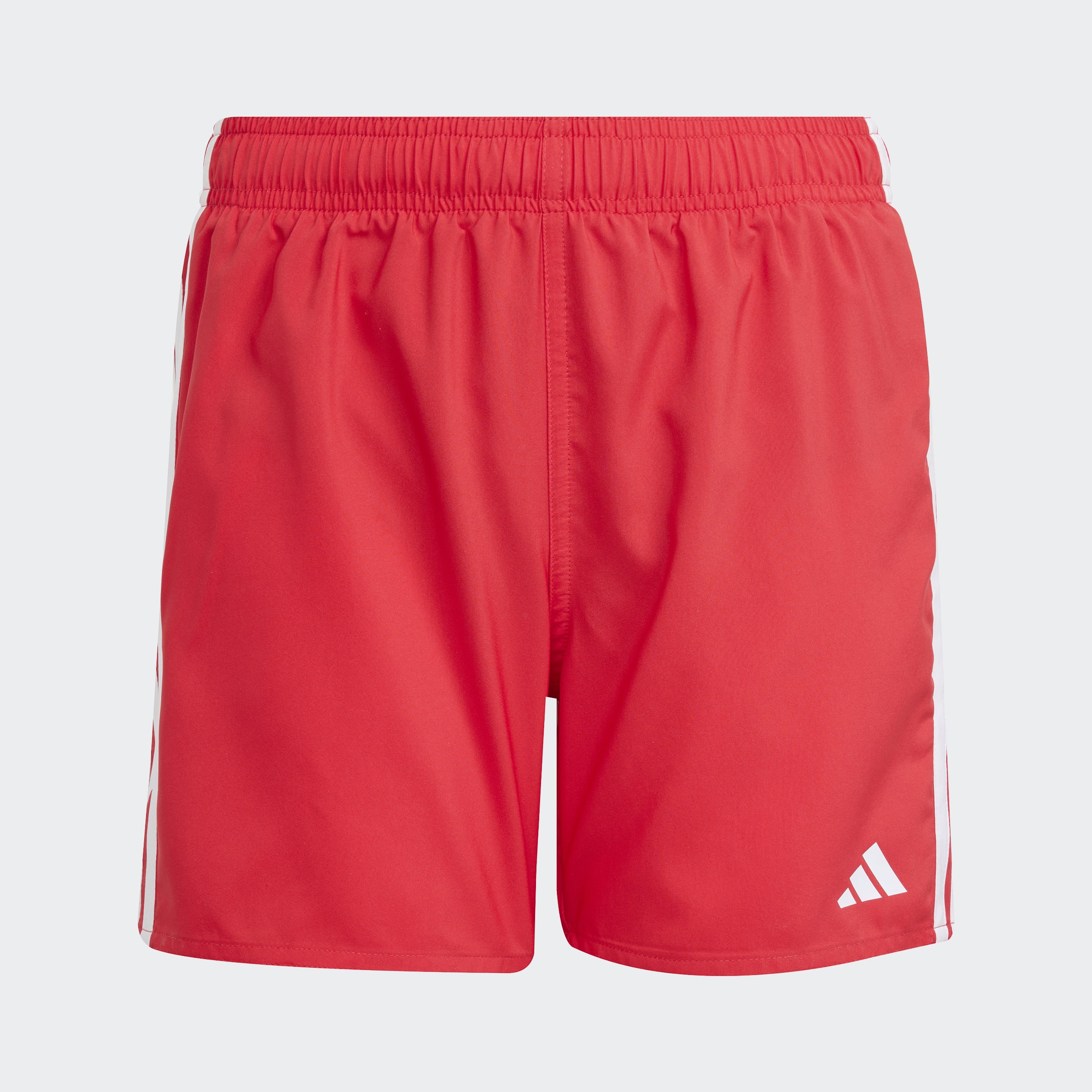 Badeshorts ADIDAS PERFORMANCE "3-STREIFEN KIDS", Jungen, Gr. 140, N-Gr, rot (pure ruby, weiß), Obermaterial: 100% Polyester, Badehosen Badeshorts