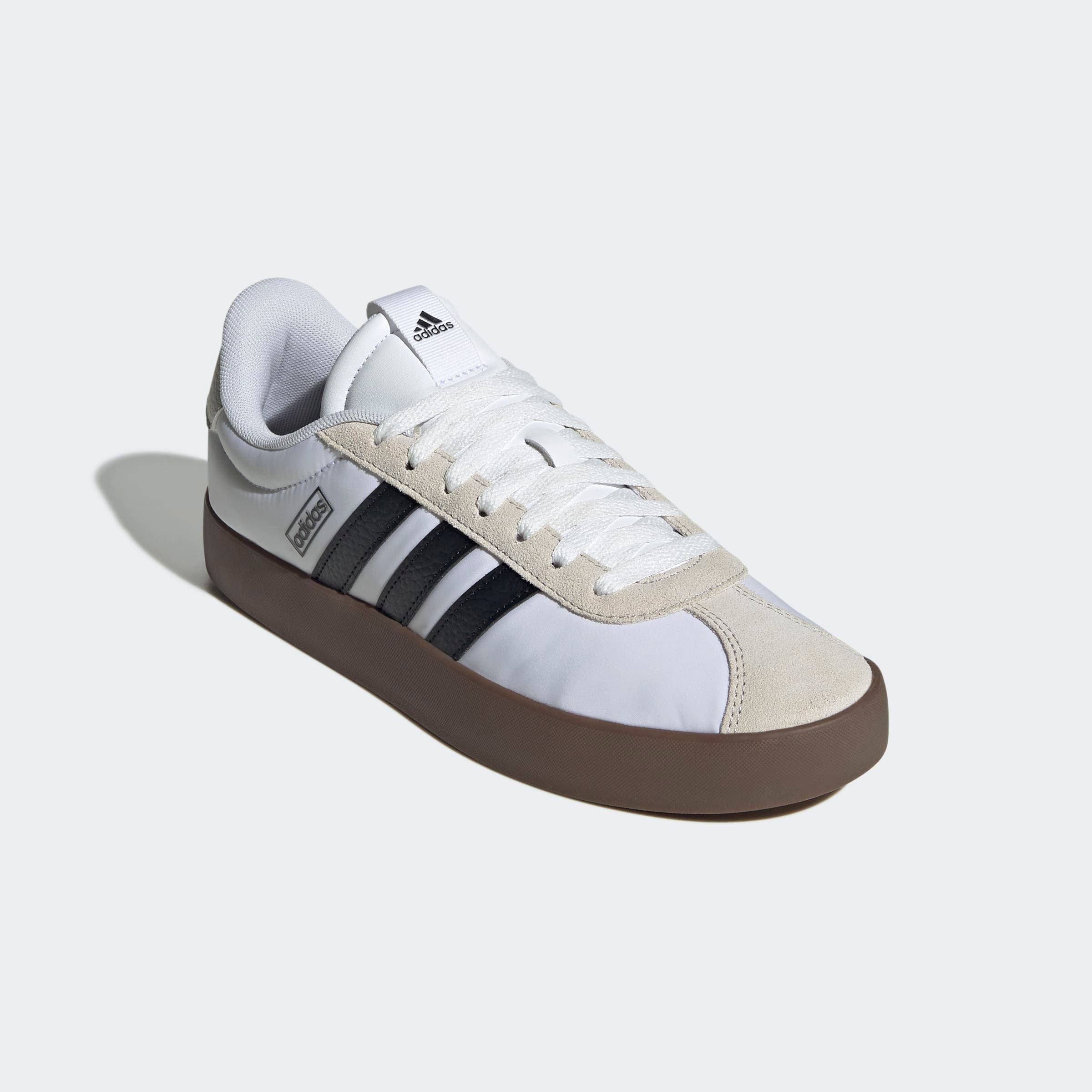 Sneaker ADIDAS SPORTSWEAR "VL COURT 3.0", Herren, Gr. 47, schwarz-weiß (cloud weiß, core schwarz, grau one), Leder, Textil, Schuhe Sneaker, Design auf den Spuren des adidas Samba