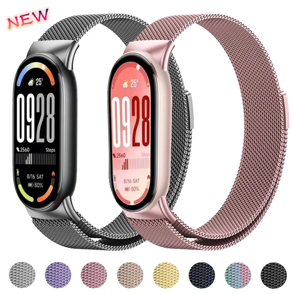 Metall-Edelstahlarmband für Xiaomi Mi Band 10 9, Smart-Armband, Ersatzzubehör, Armband Correa Mi Band 8 Smartwatch Image