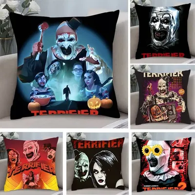 Movie T-TerrifierS Kissenbezug, Anti-Dustmite-Kissenbezug, unsichtbarer Reißverschluss, seidiger kurzer Plüsch-Sofa-Kissenbezug Image