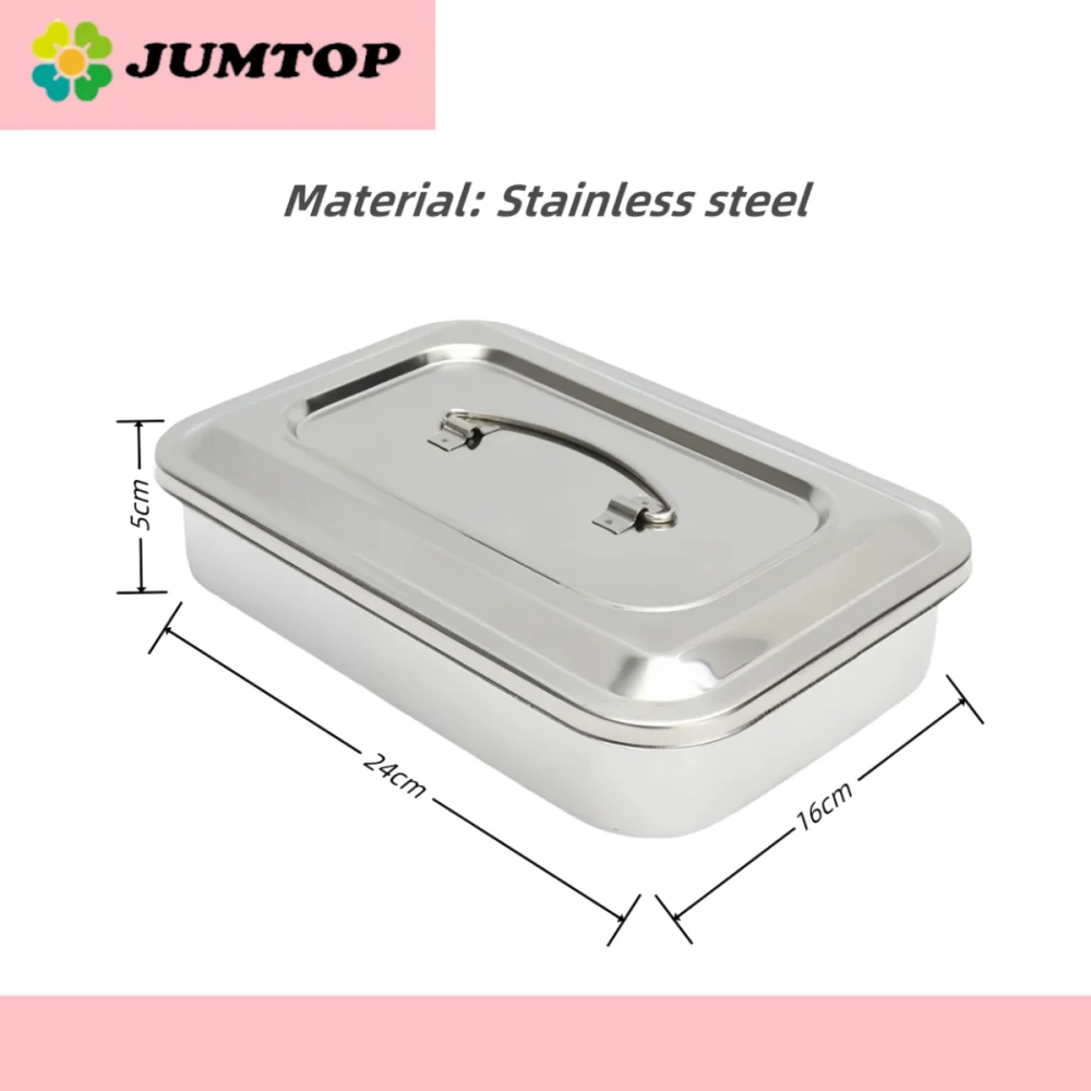 Zahnsterilisationsbox – verdicktes Desinfektionstablett aus Edelstahl mit quadratischer Abdeckung für chirurgische Instrumente Image