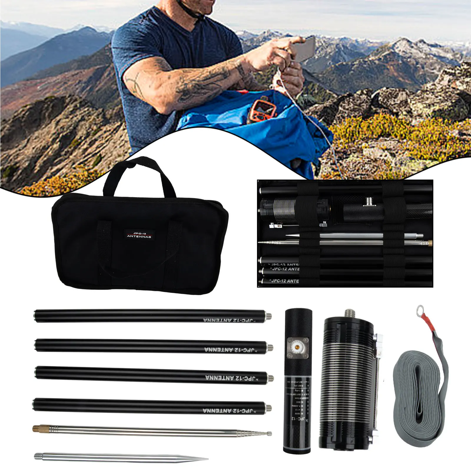 PAC12 HF-Antenne QRP für Amateurfunk, tragbares Rhortwave-Design, unterstützt 7 MHz und 50 MHz Frequenzen, kompakt und leicht Image