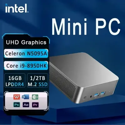 2025 Brand New Portable Mini PC Computer Intel N5095A/i9-8950HK 16GB DDR4 512GB USB 3.0 SSD WiFi6 BT5.2 Mini PC Desktop Computer