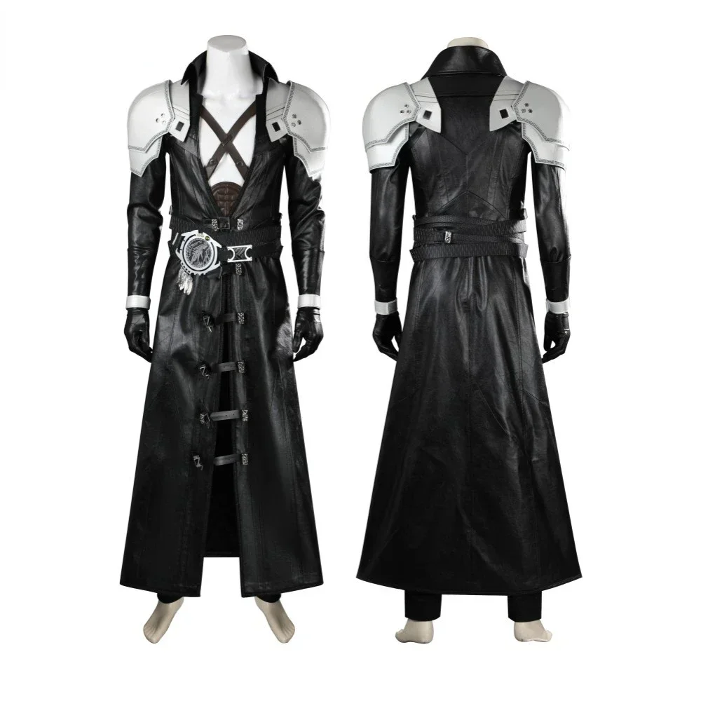 FF7 Sephiroth Cosplay-Kostüm, schwarzer Fantasy-Ledermantel und Accessoires, komplettes Set und Einzelartikel werden kundenspezifische Größe verkauft Image