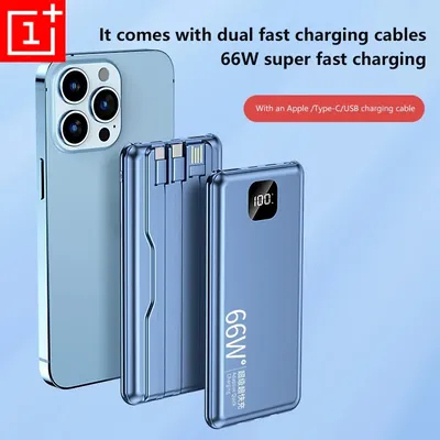 ONEPLUS 66 W Schnellladung mit eigenem Kabel Power Bank 20000 mAh 30000 mAh Ultradünnes mobiles BCAK-Netzteil mit großer Kapazität