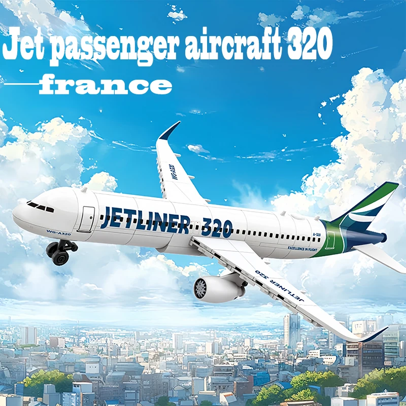 Stadt Luftfahrt Passagier Flugzeug 320 Bausteine Passagier Flughafen Airbus Flugzeug Montieren Modell DIY Ziegel Kinder Spielzeug Geschenk Image