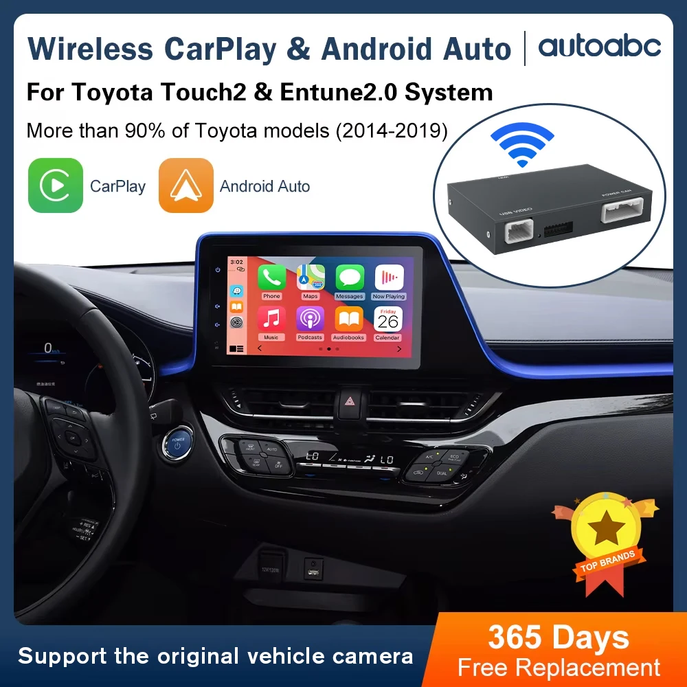 2025 neue drahtlose Carplay Android Auto für Toyota RAV4 Corolla Tacoma Camry CHR Tundra Highlander 4 Runner Multimedi-Dekodierung Image