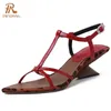 PRXDONG 2025 Neue Sexy Sommer Frauen Schuhe Aus Echtem Leder High Heels T-riemen Rot Gold Beige Kleid Party Weibliche sandalen Größe 34-39