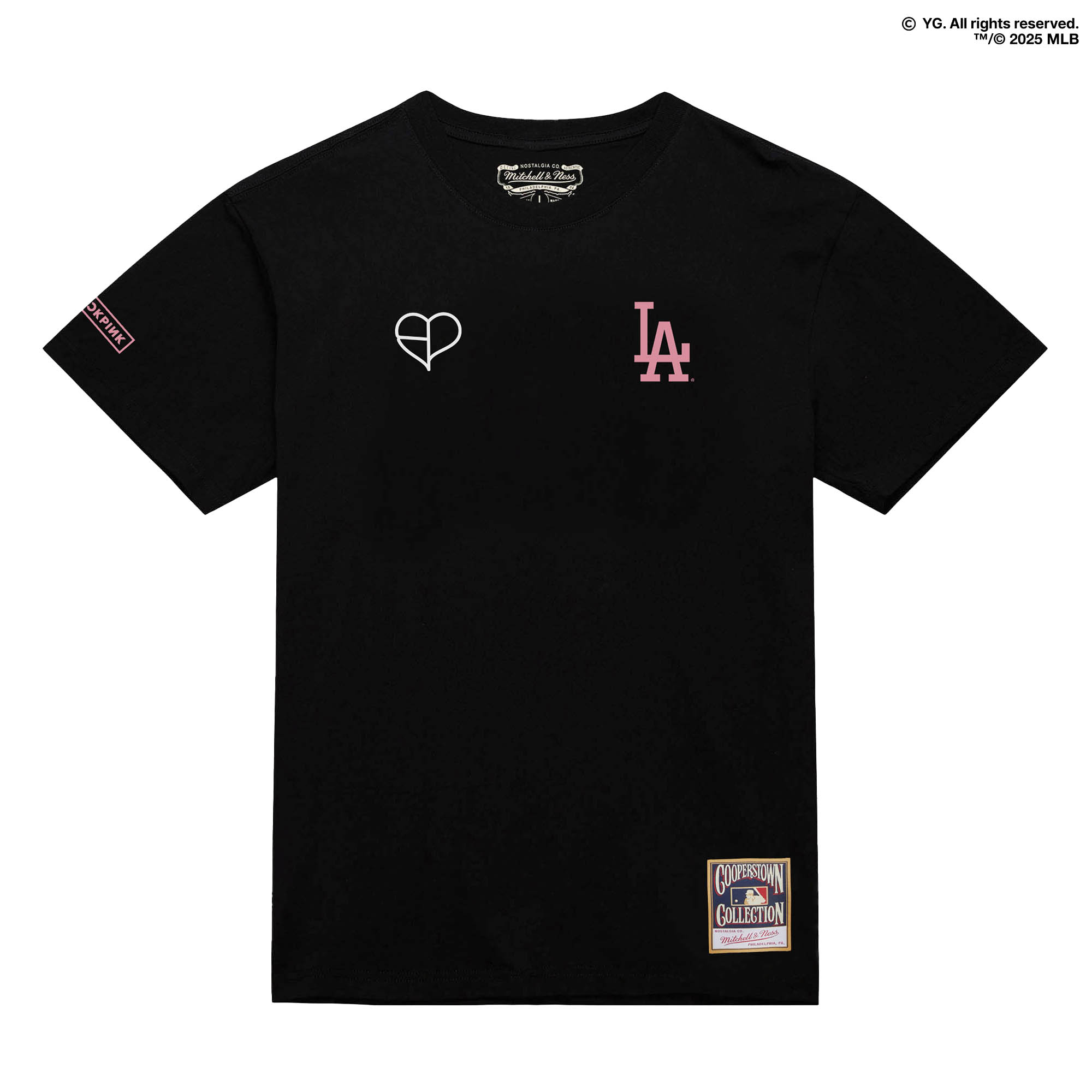 Schwarzes Los Angeles Dodgers-T-Shirt von Mitchell & Ness x BLACKPINK für Herren – Limitierte Auflage Image