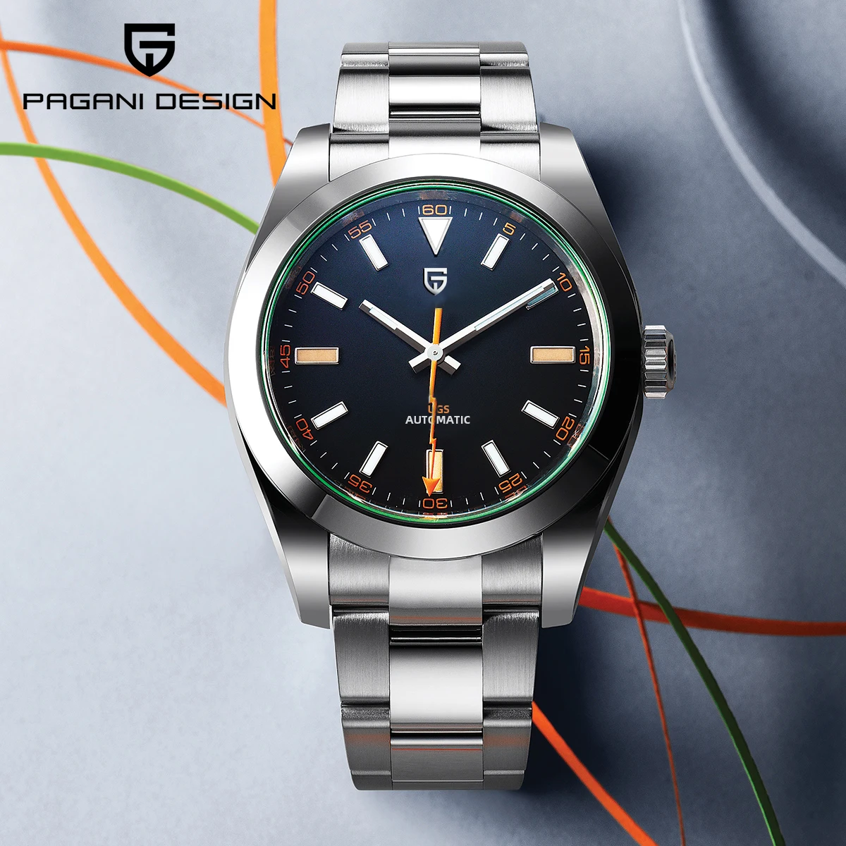 2023 neue PAGANI DESIGN Herrenuhren Top-marke Luxus Automatikuhr Für Männer Grüner kreis Saphirglas Mechanische Armbanduhr Image