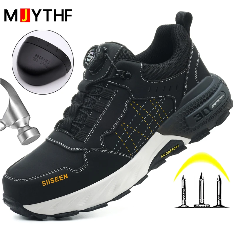 Chaussures de sécurité en cuir noir bottes de sécurité hommes Protection de sécurité bottes de sécurité industrielles homme pour le travail hommes chaussures industrielles