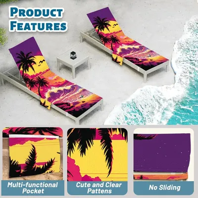 Sunset Lounge Chair Handtuchbezug, Lounge Chair Handtuchbezug, Pool Lounge Chair Covers für Outdoor, Garten, Strand, Hotelpool