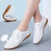 Echtes Leder Sommer Slipper Frauen Freizeit schuhe Mokassins weiche spitze Zehen Damen Schuhe Frauen Wohnungen Schuhe weiß
