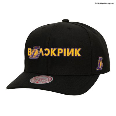 Mitchell & Ness x BLACKPINK – Schwarze Los Angeles Lakers Pro Crown Snapback-Mütze für Herren – Limitierte Auflage Image