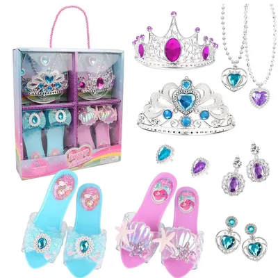 DIY glänzendes Prinzessinnen-Schuh-Set für Kinder (Sohle, zufällige Farbe), Kristallschuhe, Party-Dress-Up, geeignet für 3–6 Jahre alte Mädchen, Cosplay, Geschenk, Weihnachten, Halloween, Image