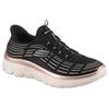Slip-On Sneaker SKECHERS "SUMMITS PLUS-SOFT LUSTER", Damen, Gr. 39, rosa (schwarz, roségoldfarben), Textil, sportlich, Schuhe, Freizeitschuh, Schlupfschuh in veganer Verarbeitung
