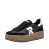 Plateausneaker RIEKER SPORT "Swing2GO", Damen, Gr. 36, silber (schwarz, silberfarben), Glattleder, Veloursleder, sportlich, Schuhe, Retro-Sneaker, Schnürschuh, Halbschuh mit trendiger Plateausohle