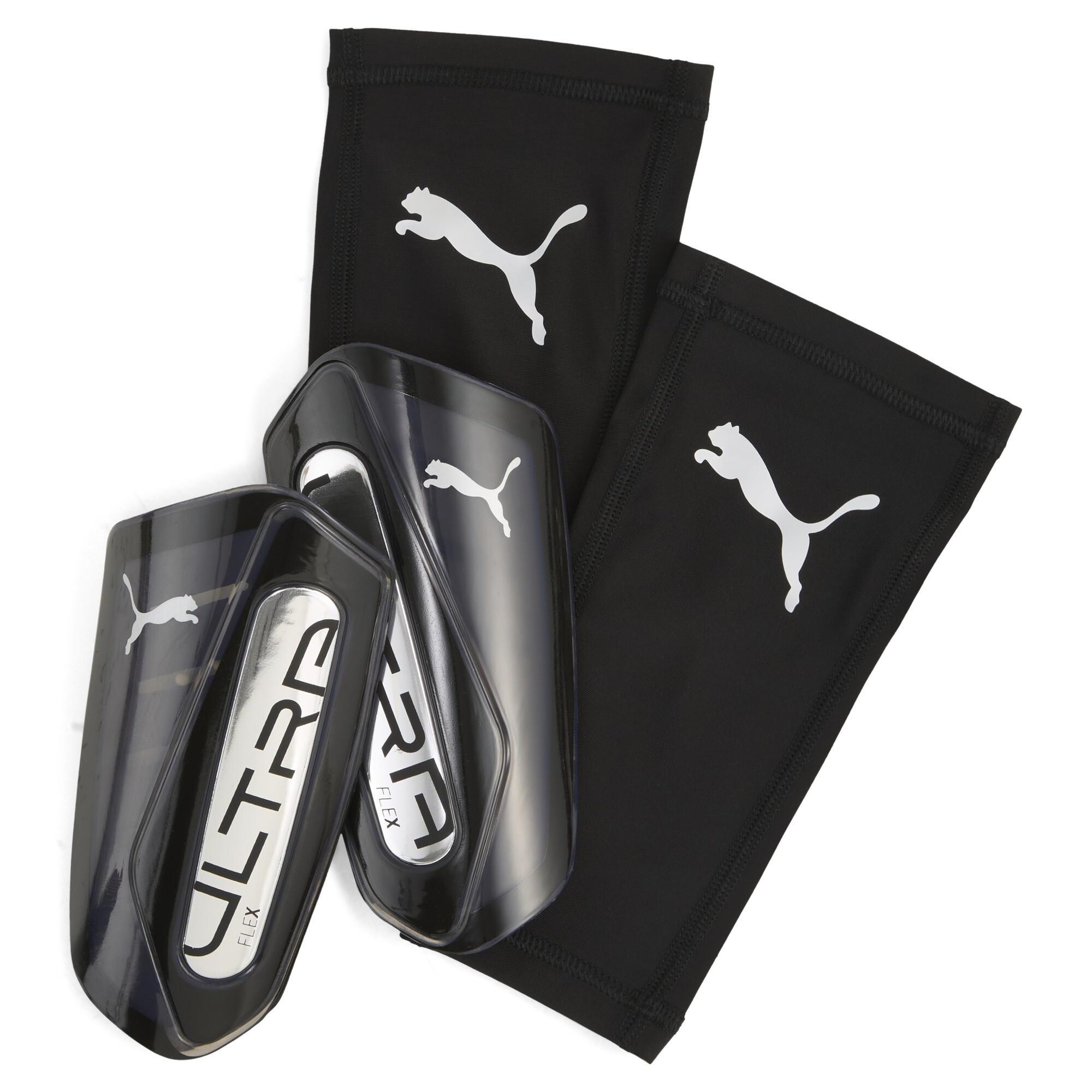 Fußball Schienbeinschoner PUMA "ULTRA FLEX SLEEVE", Damen, Gr. L, schwarz (puma schwarz, puma silber), Protektoren