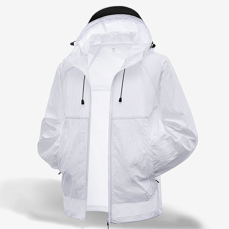 Men's Lightweight Jacket Outdoor Jacket Skin Jacket Casual Jacket Vacation Daily UPF50 Windbreaker Pocket Summer Spring Plain Fashion Classic Hooded Regular Black Ivory Light Green Orange Green